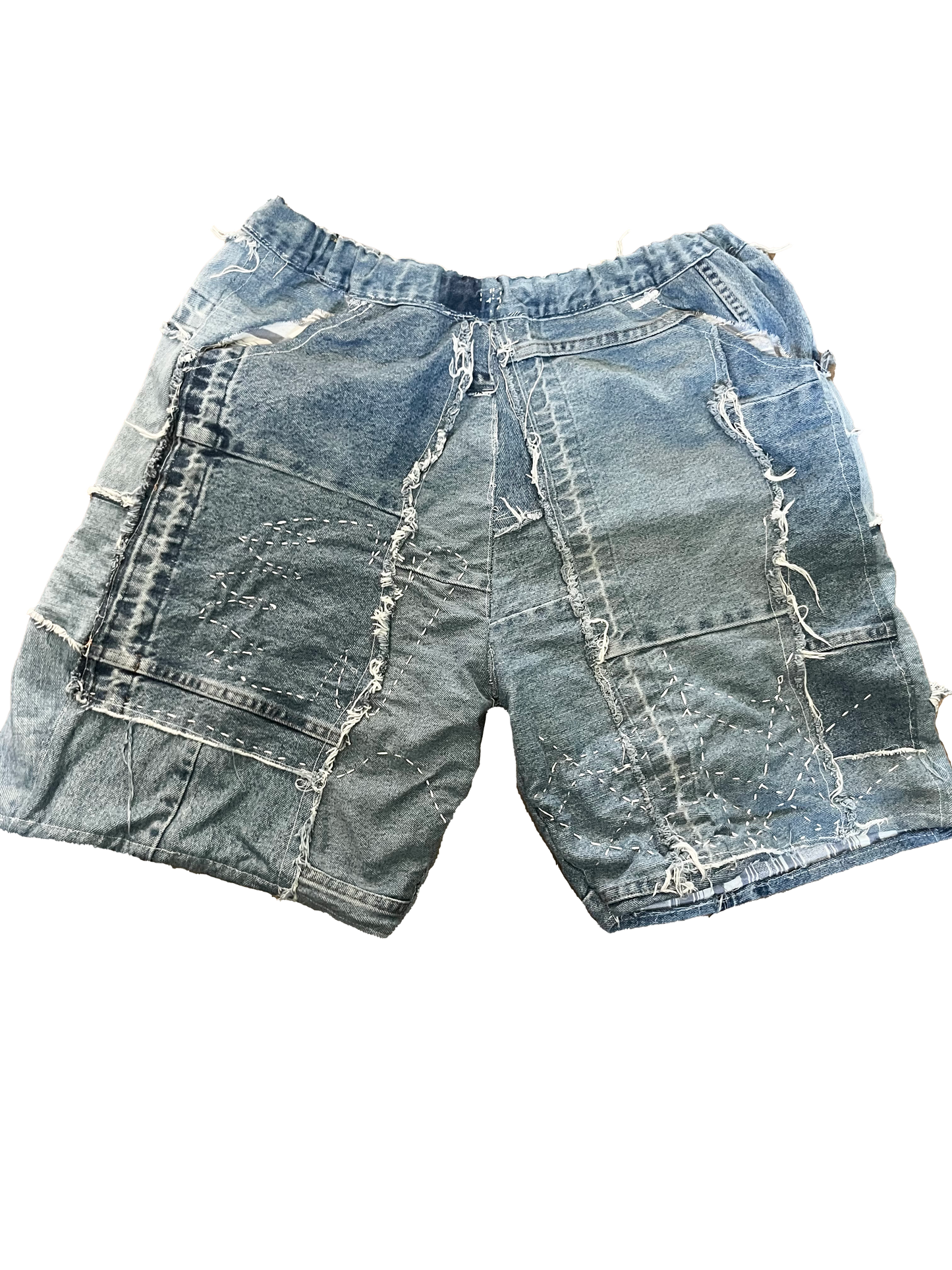 Sashiko Light Blue jean shorts