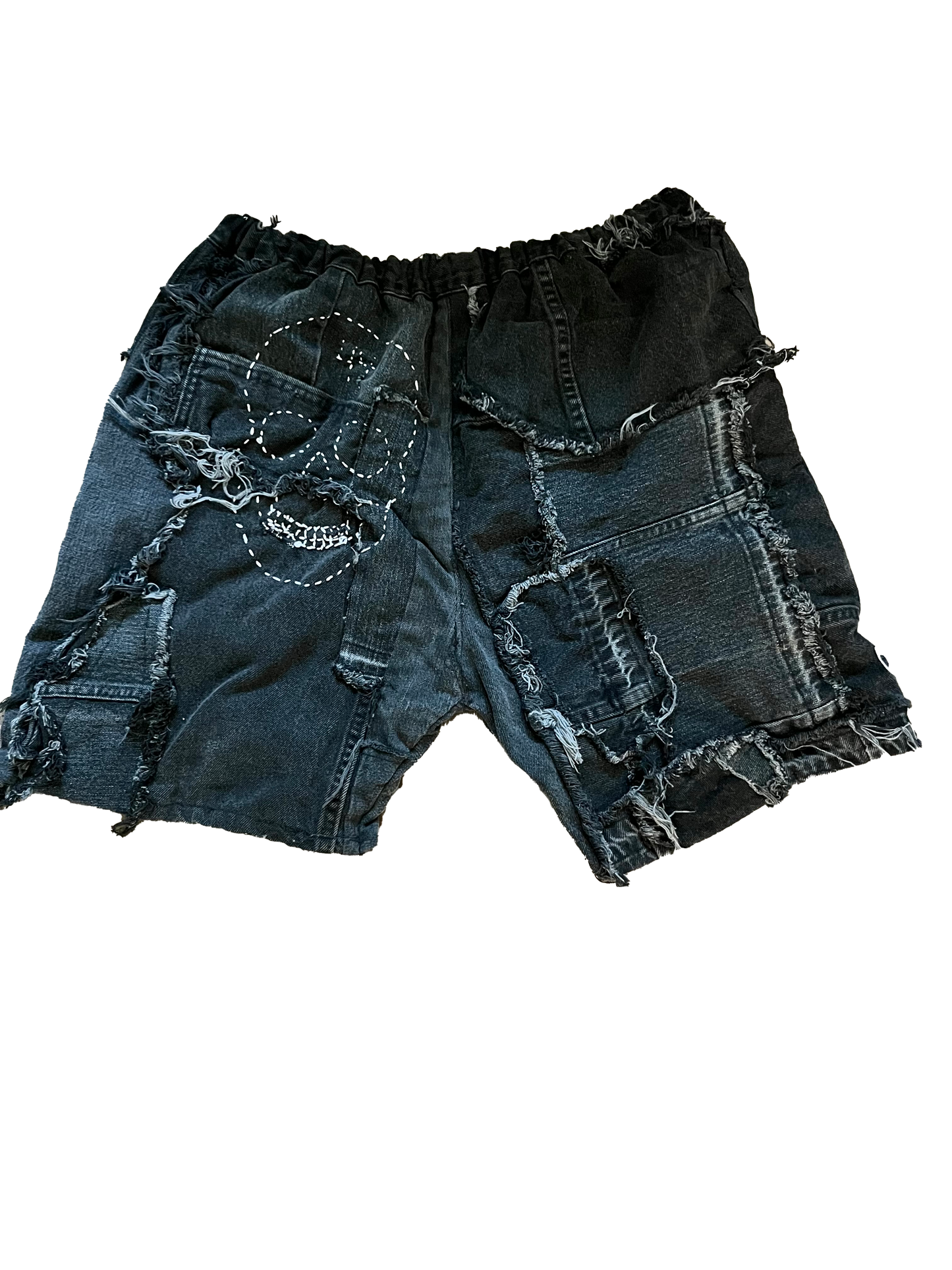 Black skull jean shorts