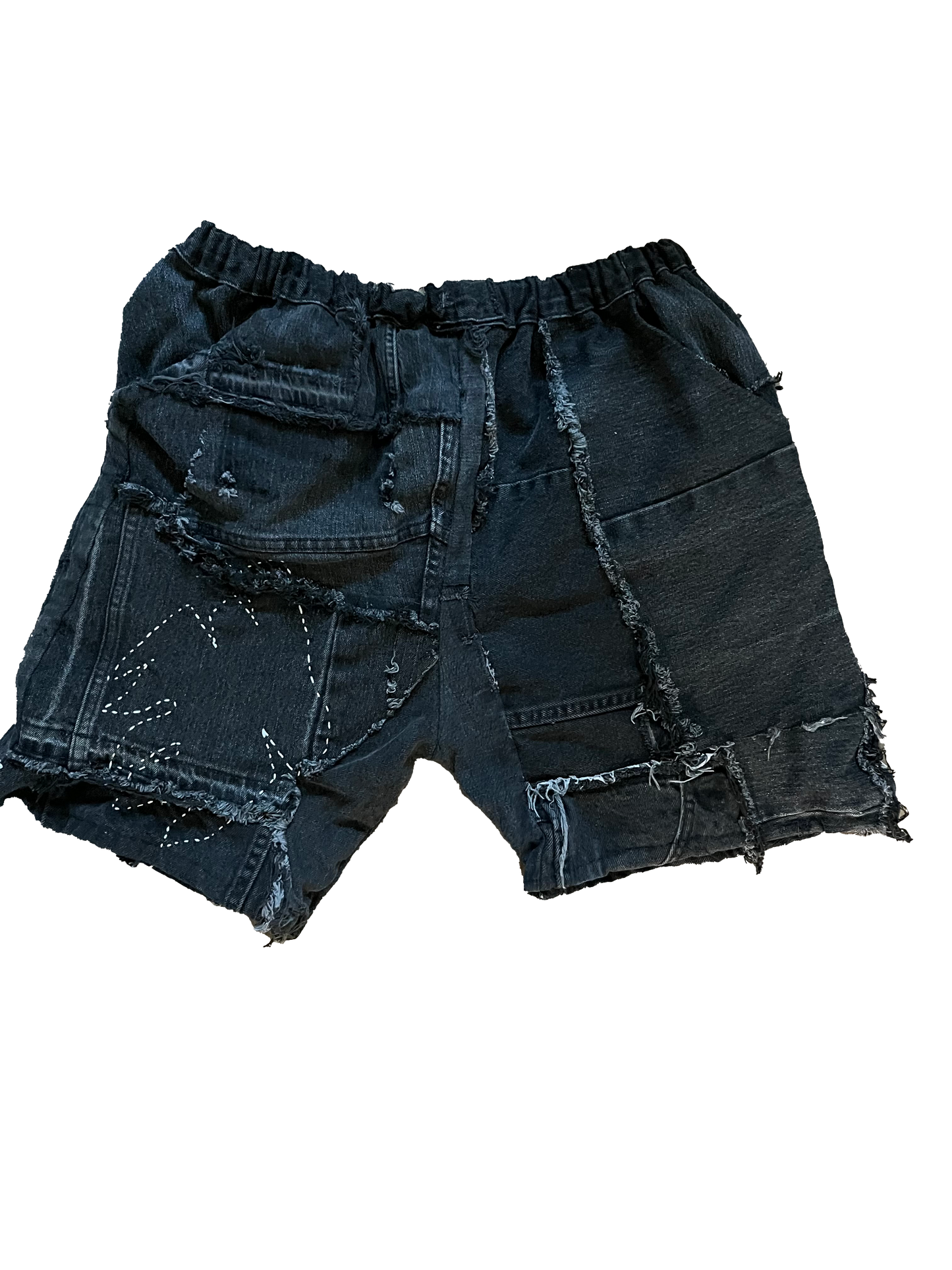 Black skull jean shorts