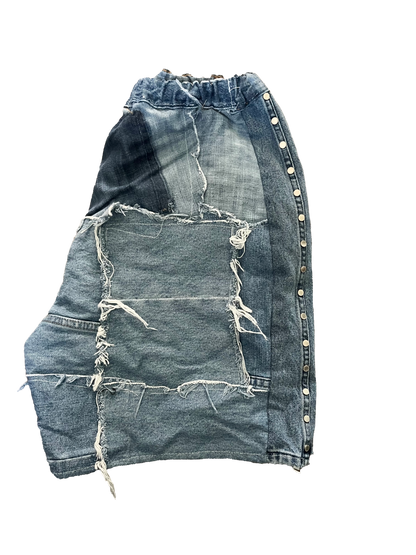 Studded denim jean shorts