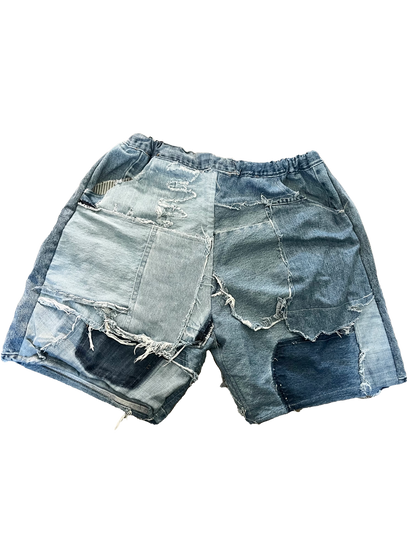 Studded denim jean shorts
